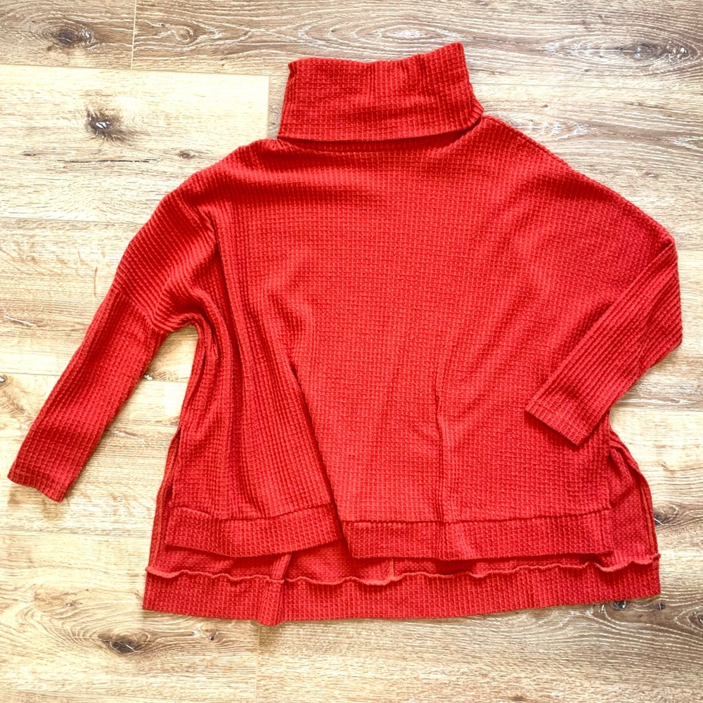 Cowl Neck Oversized Waffle Knit Boutique high low burnt orange sweater my story